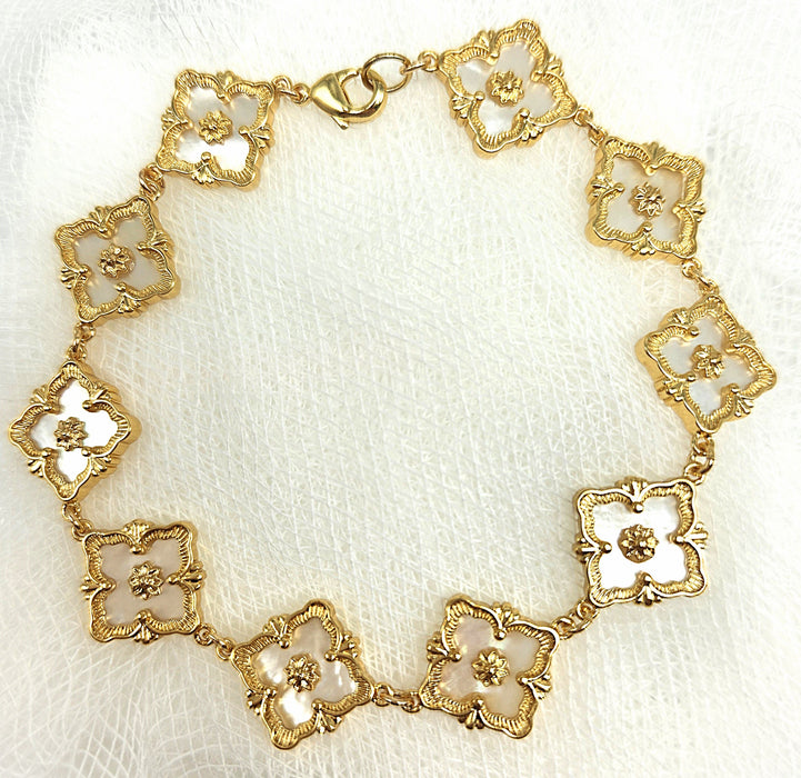 GOLD PLATED MOTHER OF PEARL LINK BRACELET