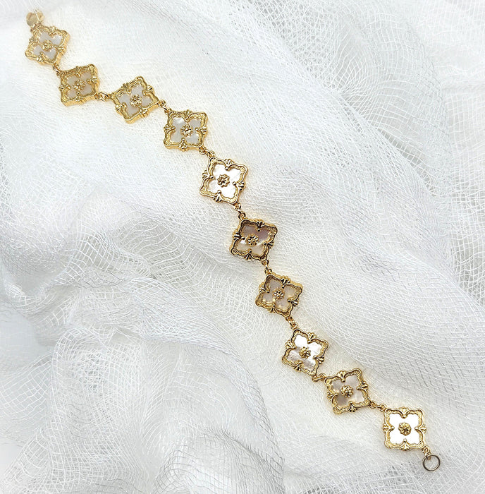 GOLD PLATED MOTHER OF PEARL LINK BRACELET