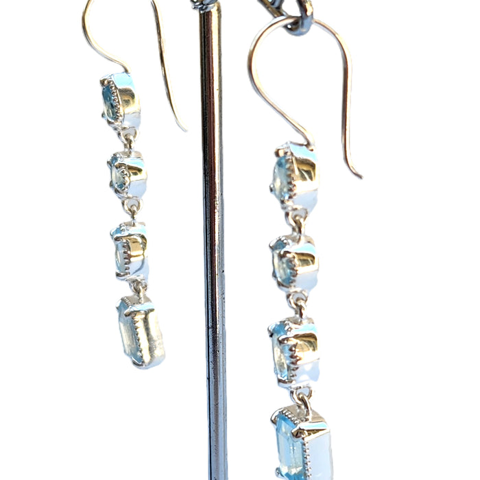 SKY BLUE TOPAZ GEMSTONE DANGLE EARRINGS
