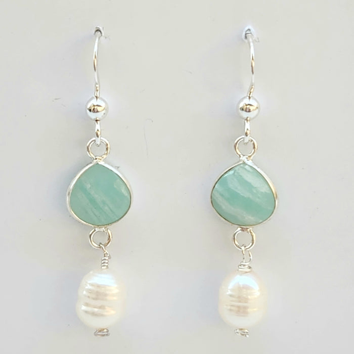 AMAZONITE & PEARL HOOKS