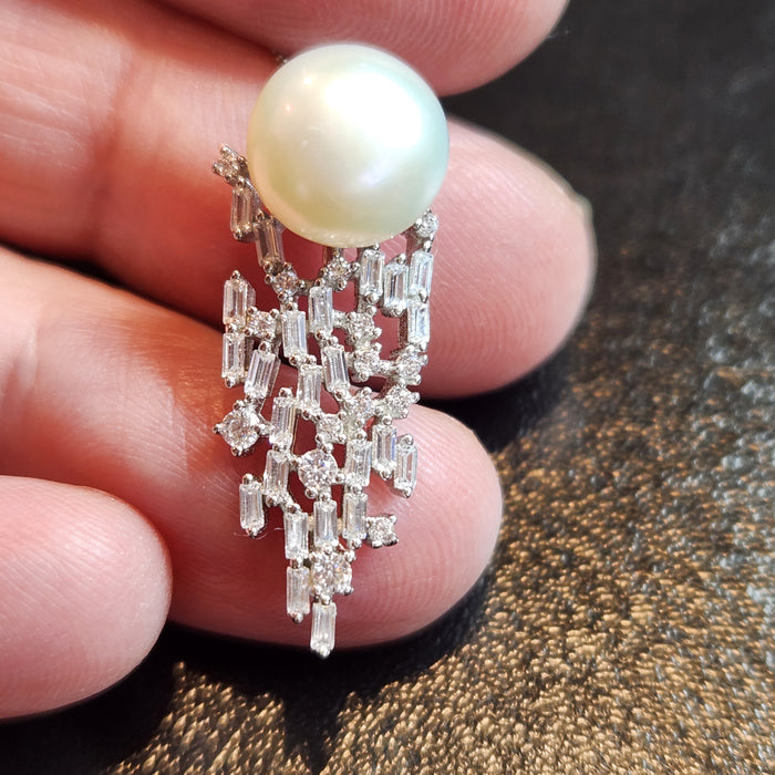 STERLING SILVER WATERFALL & PEARL PENDANT