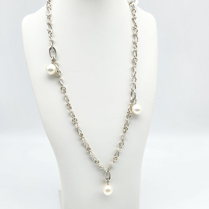 STERLING SILVER FANCY CHAIN WITH BROOME PEARLS
