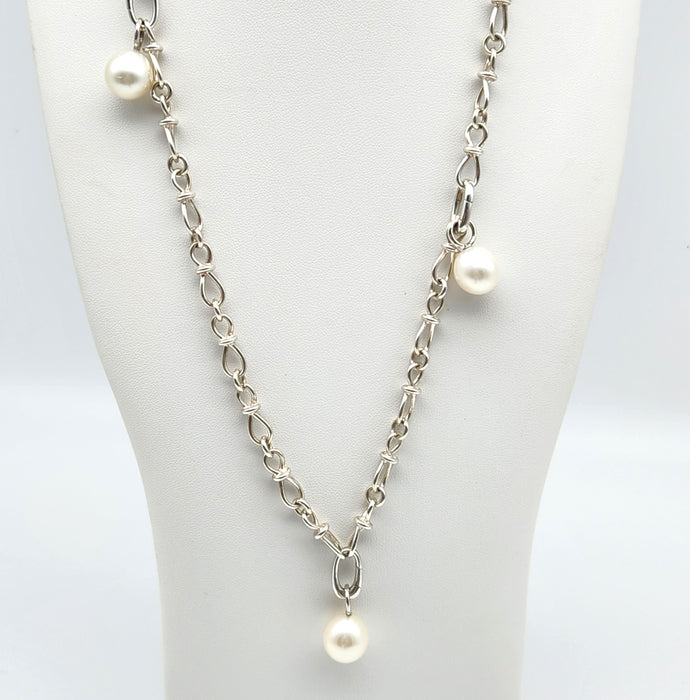 STERLING SILVER FANCY CHAIN WITH BROOME PEARLS