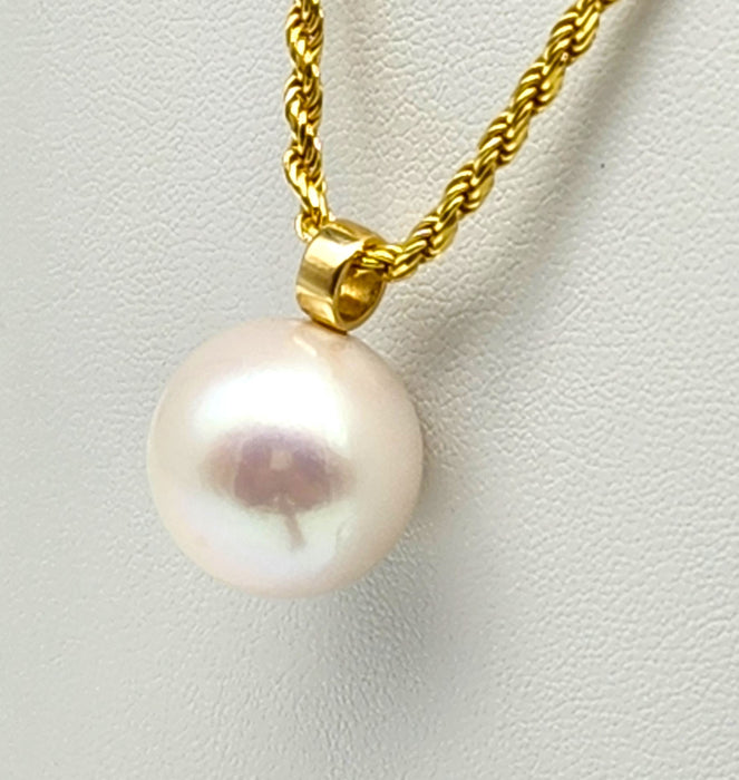LARGE 16.7mm ROUND PEARL PENDANT, 18ct YELLOW GOLD SETTING