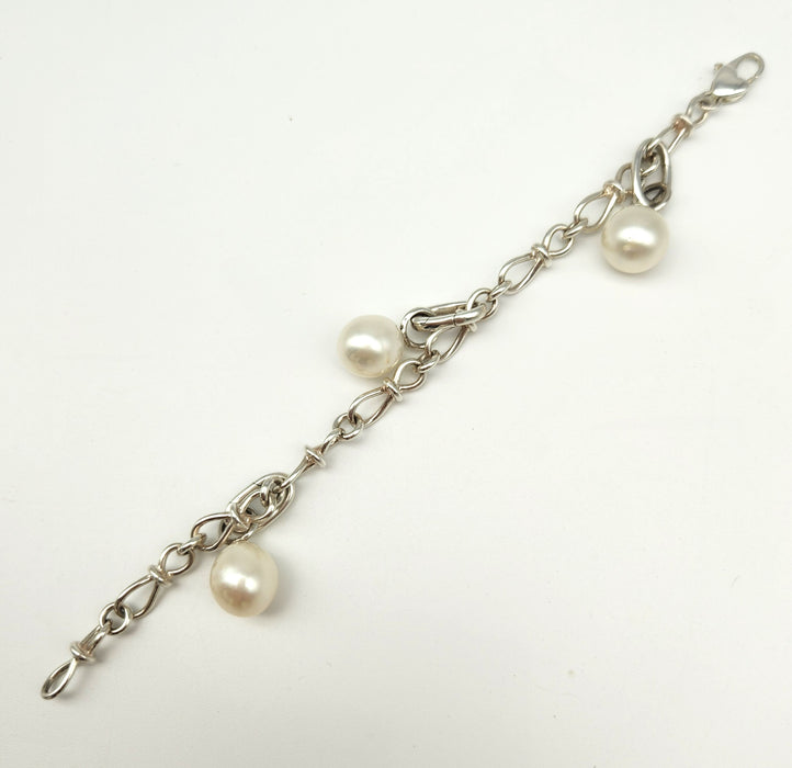 STERLING SILVER FANCY CHAIN WITH BROOME PEARLS