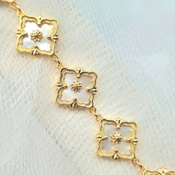 GOLD PLATED MOTHER OF PEARL LINK BRACELET