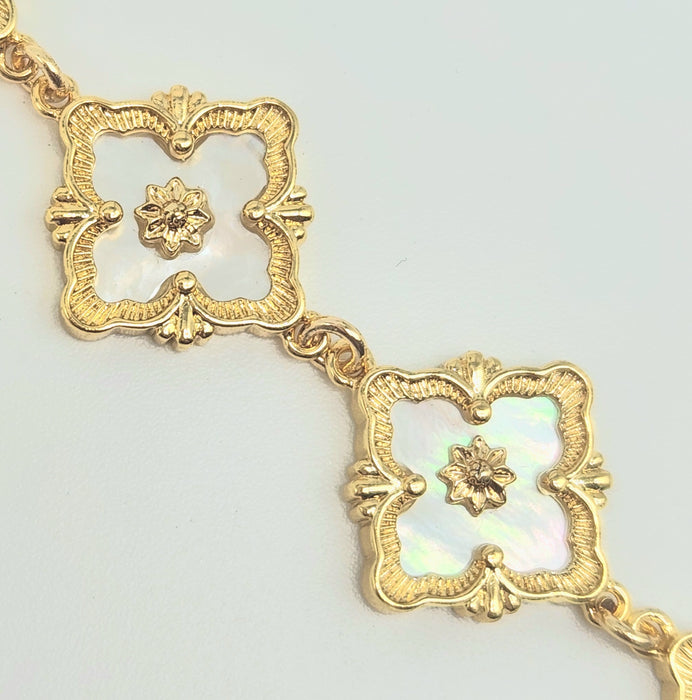 GOLD PLATED MOTHER OF PEARL LINK BRACELET