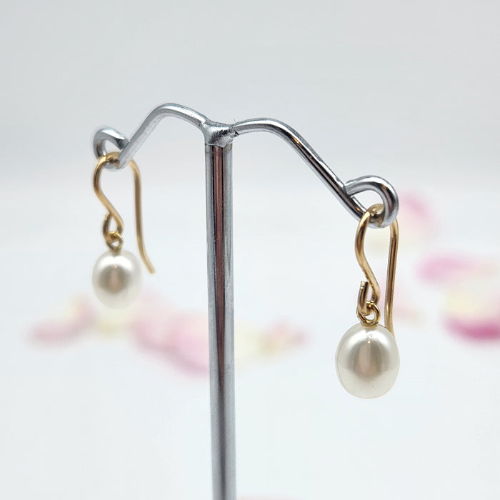 GOLD FILLED SMALL FRENCH HOOK PEARL EARRINGS