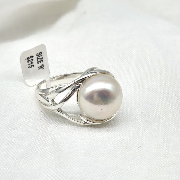 STERLING SILVER ART NOUVEAU PEARL RING