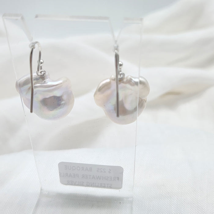 STERLING SILVER SHEPHERD HOOKS, LARGE BAROQUE PEARLS