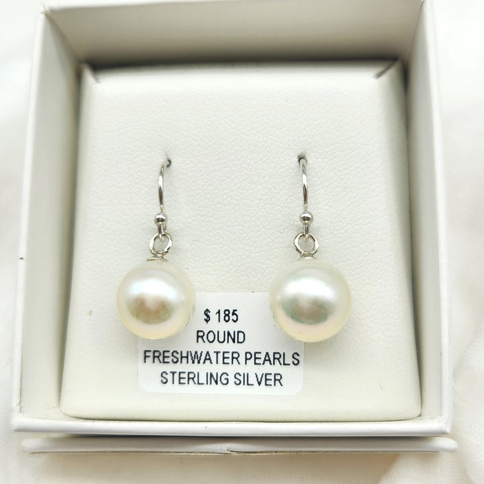 STERLING SILVER SHEPHERS HOOKS WITH 11mm ROUND PEARLS