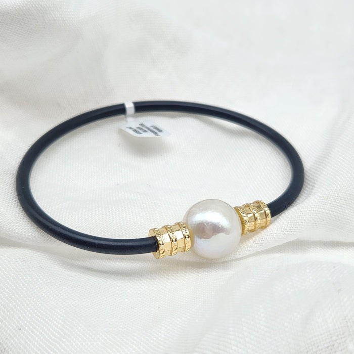 3mm NEOPRENE PEARL BANGLE WITH 6mm FANCY COLLARS