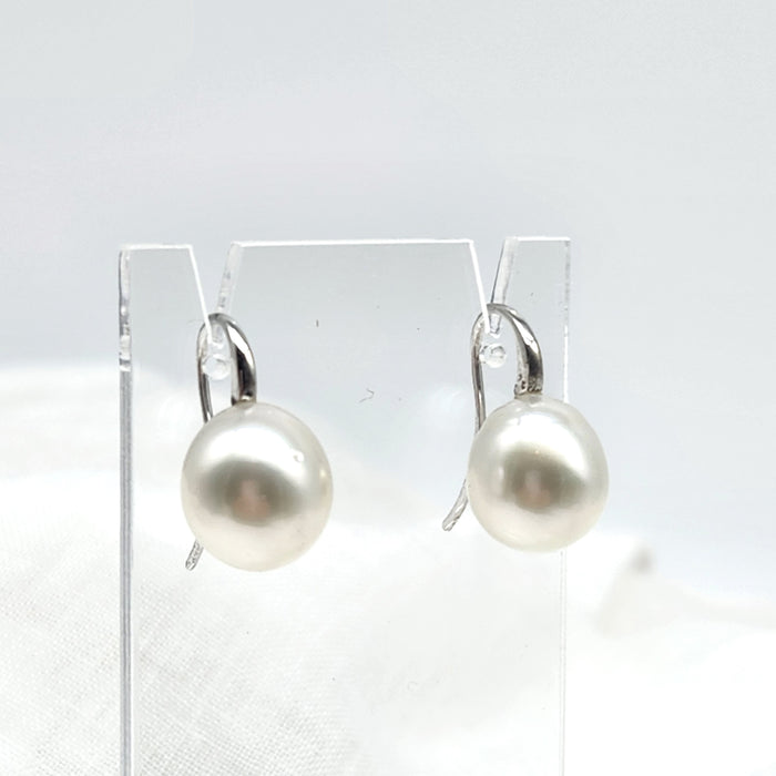 AUSTRALIAN SOUTH SEA PEARL STERLING SILVER FIXED HOOK EARRINGS