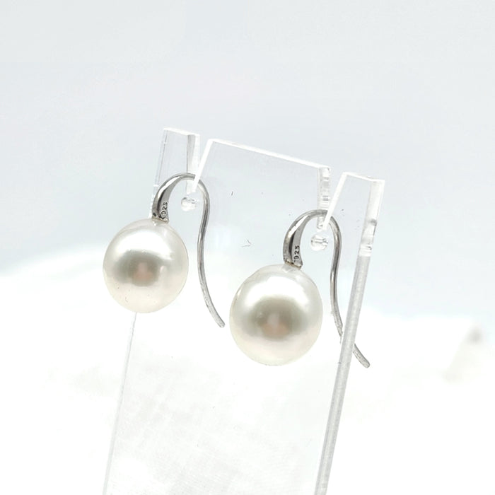 AUSTRALIAN SOUTH SEA PEARL STERLING SILVER FIXED HOOK EARRINGS