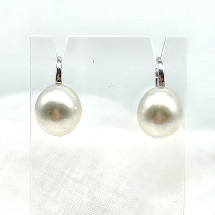 AUSTRALIAN SOUTH SEA PEARL STERLING SILVER FIXED HOOK EARRINGS