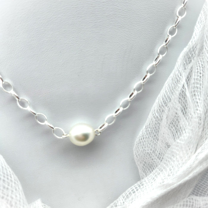 AUSTRALIAN SOUTH SEA OVAL BELCHER CHAIN NECKLACE
