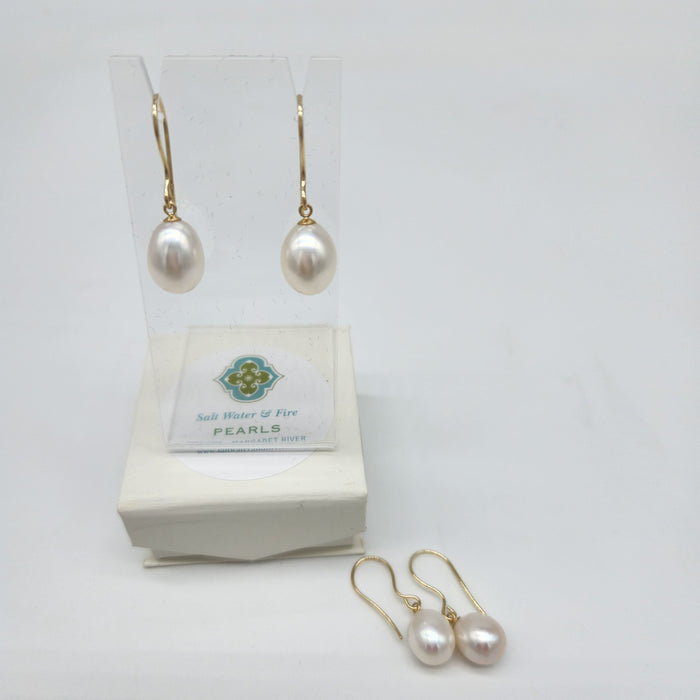 9ct YELLOW GOLD FRENCH HOOK FRESHWATER PEARLS