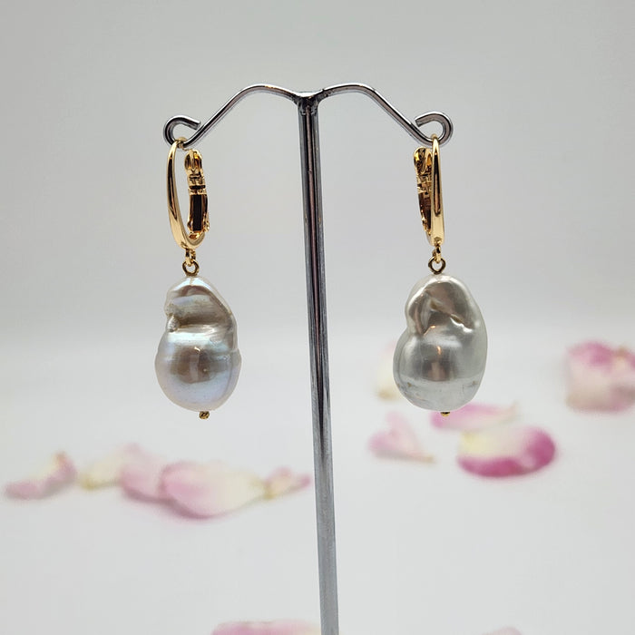 LARGE BAROQUE PEARLS WITH LEVER BACK FITTINGS