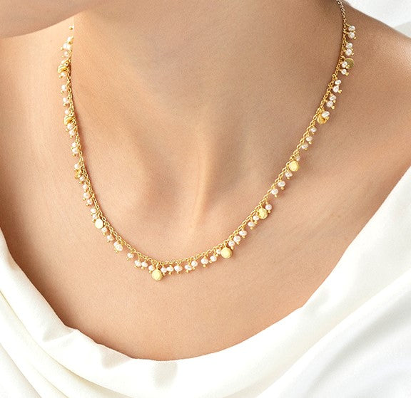 PETITE FRESHWATER PEARL BEADED CHAIN NECKLACE