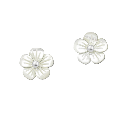 CARVED MOTHER OF PEARL FLOWER STUDS