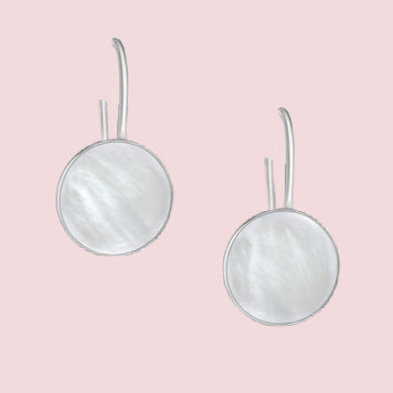 MOTHER OF PEARL SHELL ROUND HOOK EARRINGS
