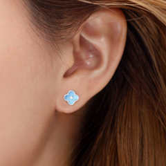 STERLING SILVER MOTHER OF PEARL CLOVER STUDS